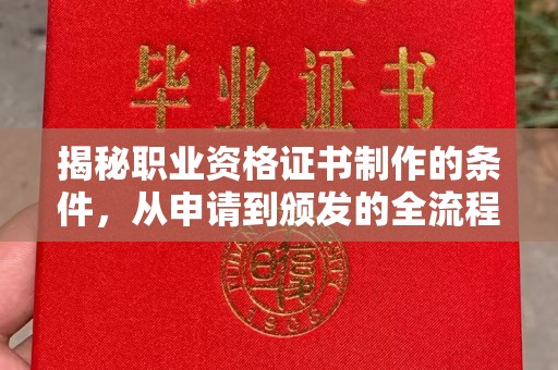 上蔡揭秘职业资格证书制作的条件，从申请到颁发的全流程解析